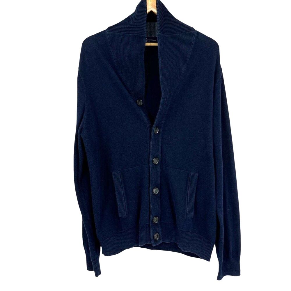 Gap shawl Cardigan Sweater XL Button Front mens Navy Blue